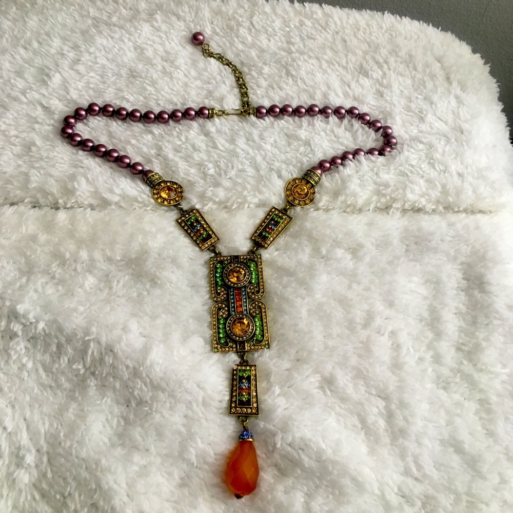 LaVintage Custom Swarovski & Dyed Pearls Necklace